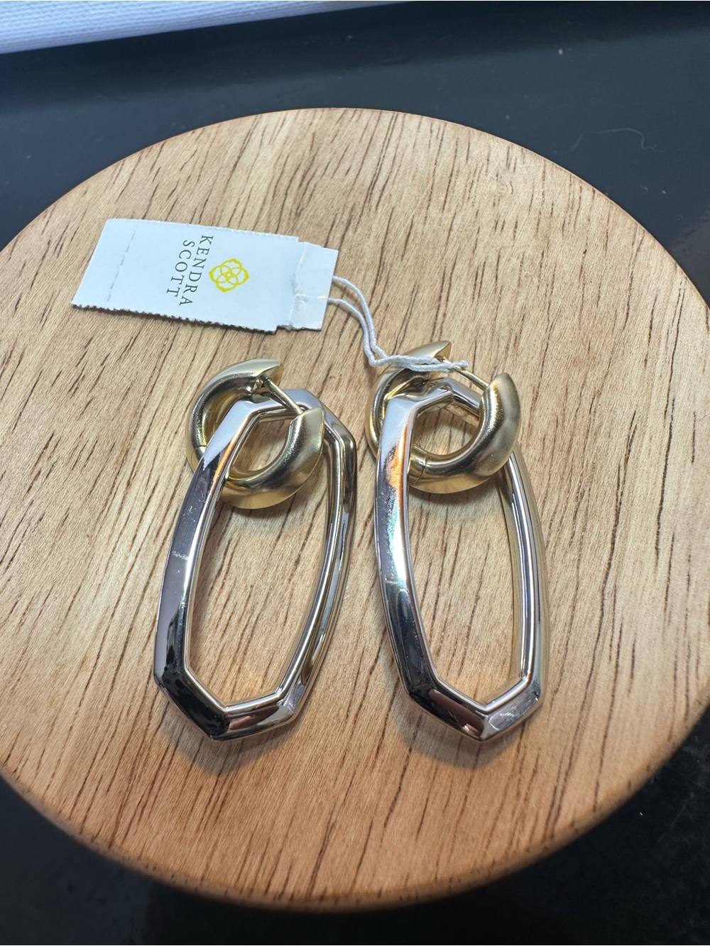 Kendra Scott Two-Tone Linked Drop Earrings in Gold and Silver